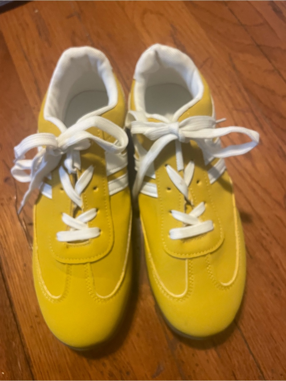 Women's Yellow Lace-Up Casual Sneakers with White Accents